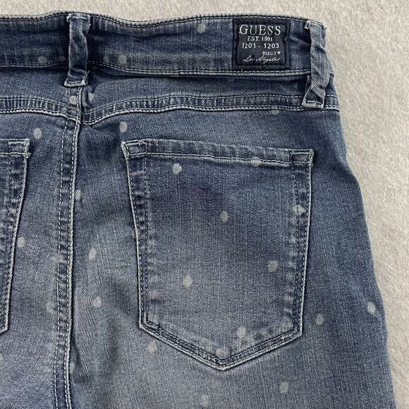 Guess Britney Jeans Womens Size 26 Blue Allover Print Leggings Low Denim - Picture 13 of 14